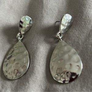 Hammered silver pierced earrings